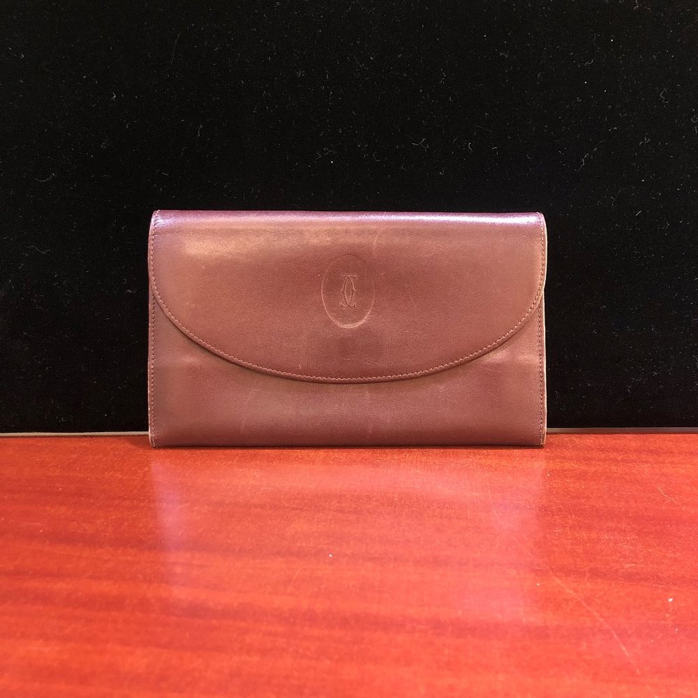 Vintage Cartier Red Bordeaux Leather Clutch